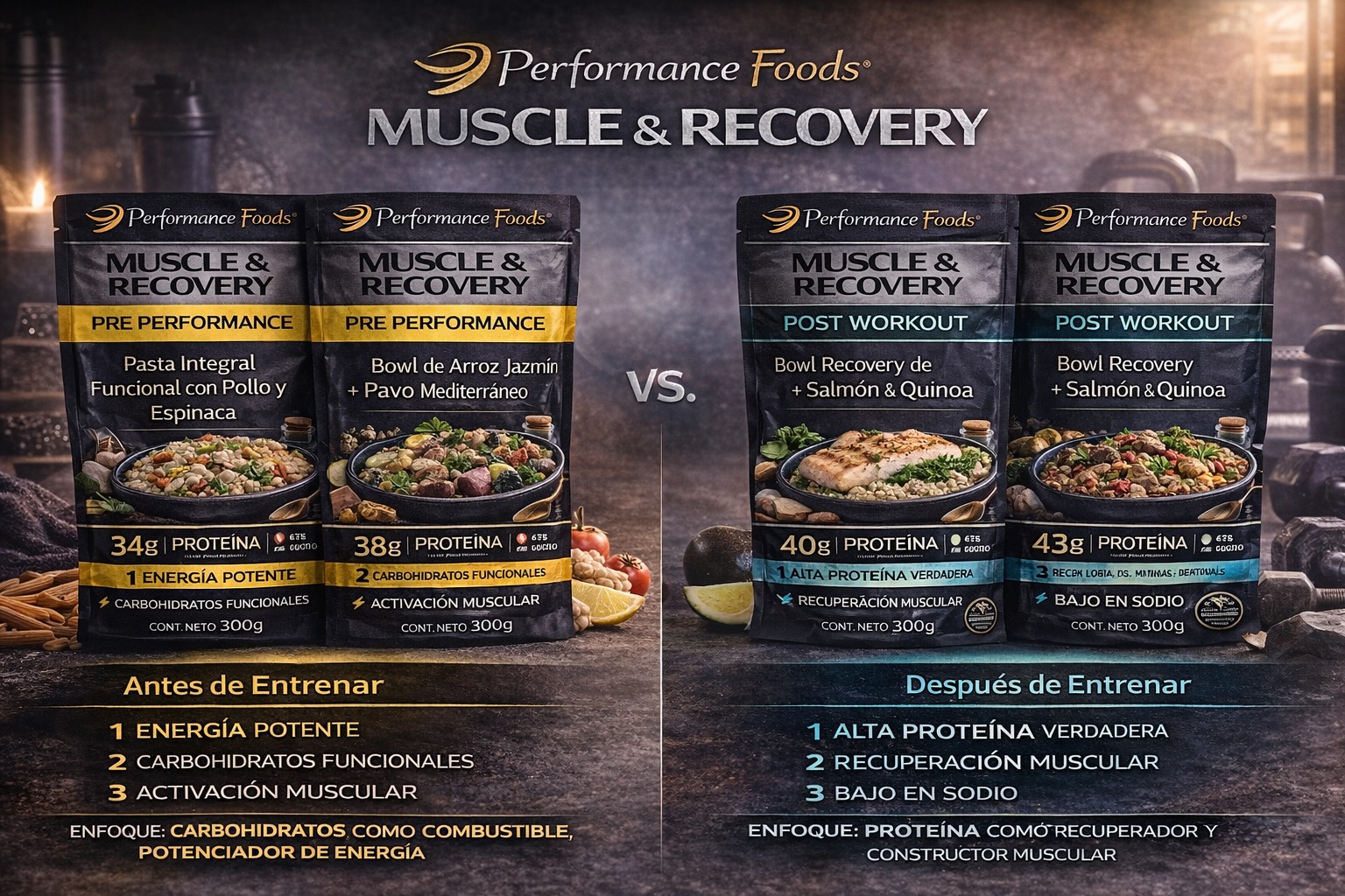 Muscle & Recovery: recetas Pre Performance para antes de entrenar y Post Workout para la recuperación